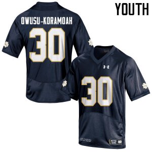 Notre Dame Fighting Irish Youth Jeremiah Owusu-Koramoah #30 Navy Under Armour Authentic Stitched College NCAA Football Jersey AII0299EN